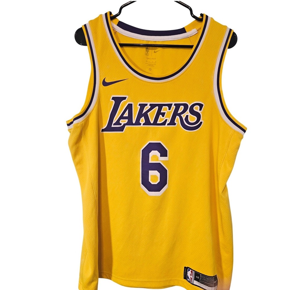 Nike LeBron James Los Angeles Lakers Jersey Yellow Swingman Icon Edition Large